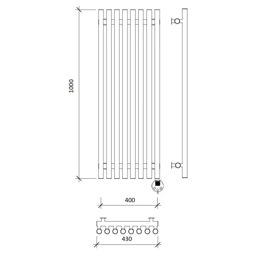 Дизайн-радиатор Secado Бергамо плюс 8  электрический L/R черный матовый, Выбрать размер: 43х100, Ориентация: левая, изображение 5