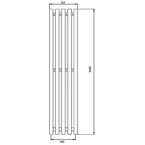 Полотенцесушитель Secado Бергамо 5К водяной, с крючками , черный матовый, Выбрать размер: 31х100, изображение 3