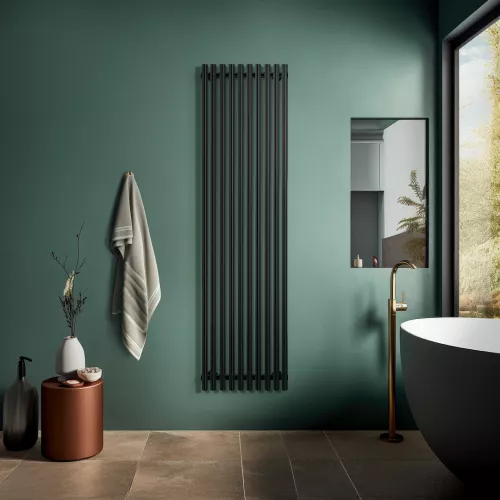 Дизайн-радиатор Secado Бергамо плюс 10 водяной,черный матовый, Выбрать размер: 53х100, изображение 2