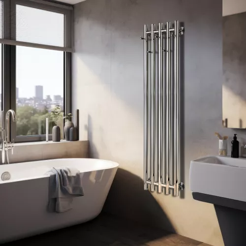 Полотенцесушитель Secado Бергамо 5К  электрический, с крючками,  L/R черный матовый, Выбрать размер: 31х100, Ориентация: левая, изображение 2