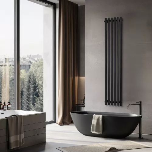 Дизайн-радиатор Secado Бергамо плюс 6 , водяной, черный матовый, Выбрать размер: 33х100, изображение 2