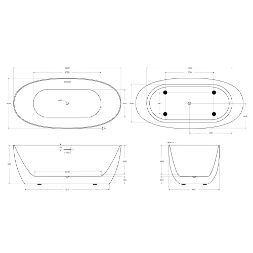 Акриловая ванна BELBAGNO BB414-1700-800, изображение 8
