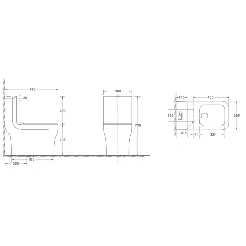 Унитаз напольный  WW GLANBACH 001 GL-WT  моноблок, изображение 2