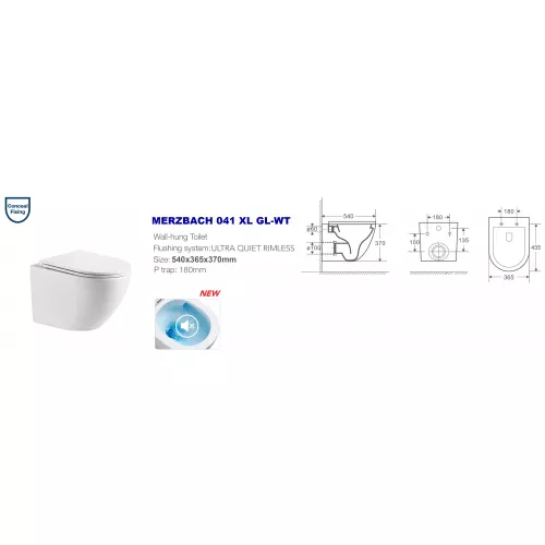 WW MERZBACH 041 XL GL-WT Унитаз подвесной, Выбрать цвет: Белый глянцевый, изображение 2