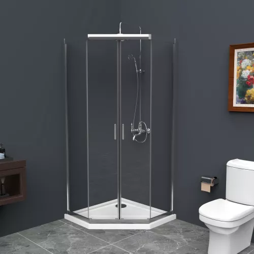 Душевой уголок BelBagno UNO-195-P-2-90/100-C-Cr, Цвет стекла: Прозрачный, Цвет профиля: Хром, Выбрать размер: 90х90