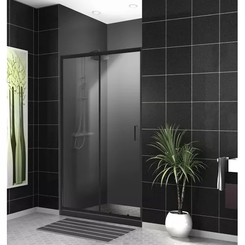 Душевая дверь BelBagno UNO-195-BF-1-C-NERO, Цвет стекла: Прозрачный, Цвет профиля: Черный, Выбрать размер: 110