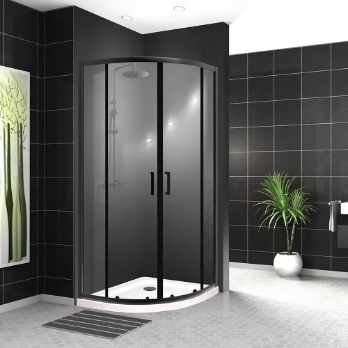 Душевой уголок BelBagno UNO-195-R-2-100-C-NERO, Цвет стекла: Прозрачный, Цвет профиля: Черный, Выбрать размер: 100х100