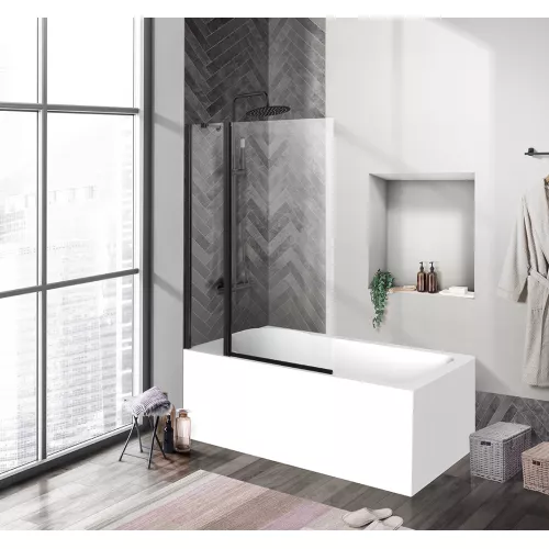 Душевые ограждения: Душевая шторка на ванну BelBagno UNO-V-11-100/150-C-NERO 1 в магазине Акватория