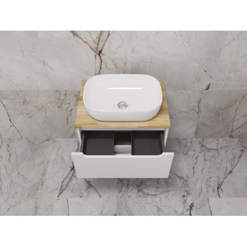 Тумба подвесная "Бали " 2 ящика со столешницей БЕЛЫЙ СОФТ, Выбрать размер: 60, изображение 5