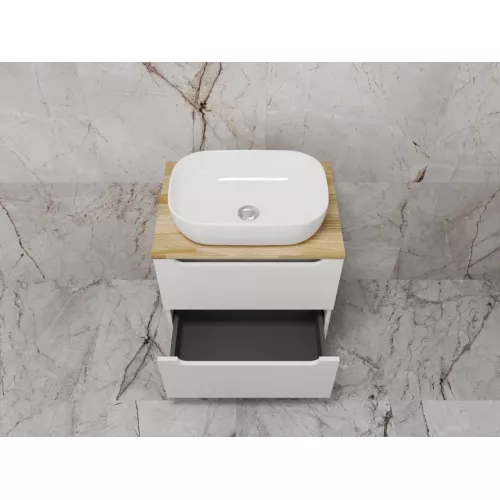 Тумба подвесная "Бали " 2 ящика со столешницей БЕЛЫЙ СОФТ, Выбрать размер: 60, изображение 6