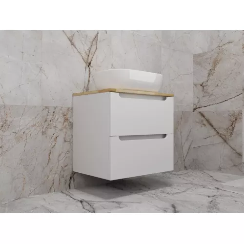 Тумба подвесная "Бали " 2 ящика со столешницей БЕЛЫЙ СОФТ, Выбрать размер: 60, изображение 3