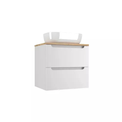 Тумба подвесная "Бали " 2 ящика со столешницей БЕЛЫЙ СОФТ, Выбрать размер: 60, изображение 7