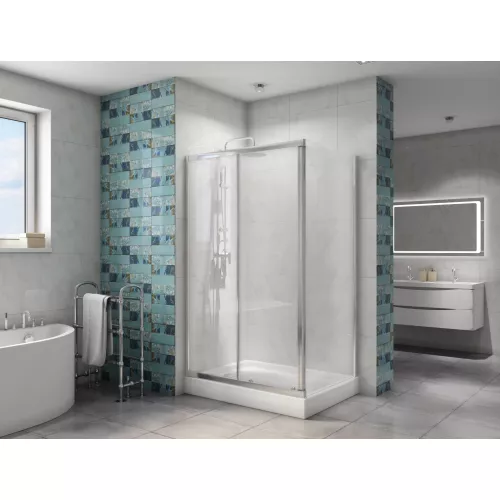 Душевой уголок BelBagno DUE-AH-1, Цвет стекла: Прозрачный, Цвет профиля: Хром, Выбрать размер: 120х90