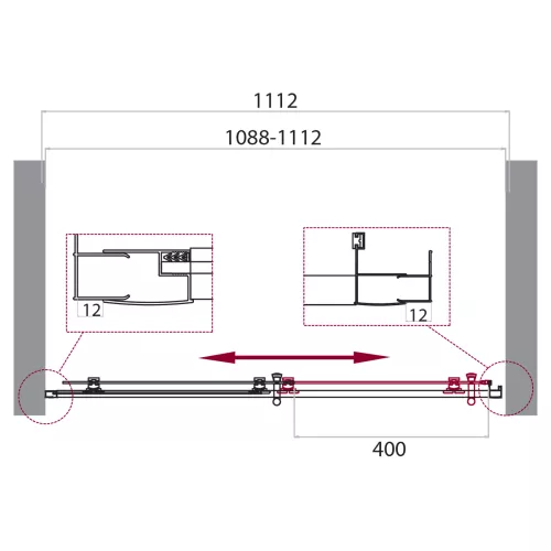 Душевая дверь BelBagno UNO-195-BF-1-110-CH-CR, Цвет стекла: Матовое рифленое, Цвет профиля: Хром, Выбрать размер: 110, изображение 4
