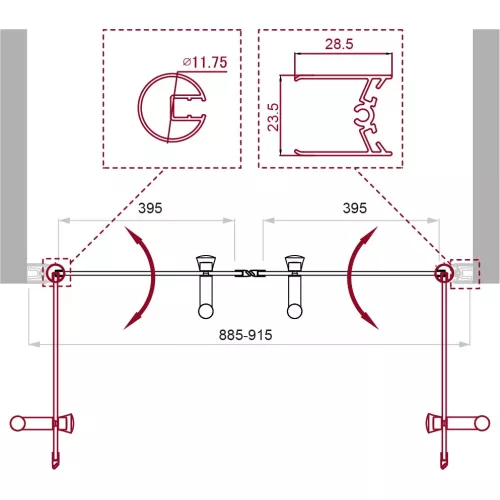 Душевая дверь BelBagno UNO-B-2-90-CH-Cr шиншилла, Цвет стекла: шиншила, Цвет профиля: Хром, Выбрать размер: 90, изображение 4