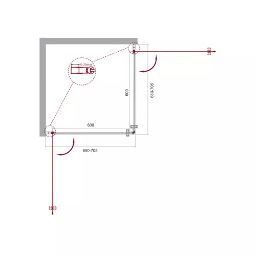 Душевой уголок BelBagno ETNA-A-2-/C-Cr, Цвет стекла: прозрачное, Цвет профиля: Хром, Выбрать размер: 70х70, изображение 11