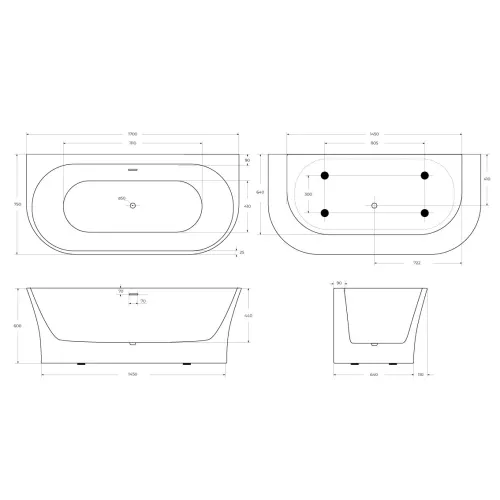 Акриловая ванна BELBAGNO BB711, Выбрать размер: 170х75, изображение 8
