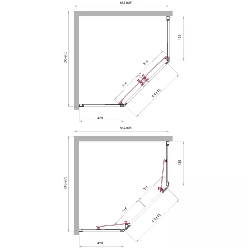 Душевой уголок BelBagno UNO-195-P-2-90-C-NERO, Цвет стекла: Прозрачный, Цвет профиля: Черный, Выбрать размер: 90х90, изображение 2