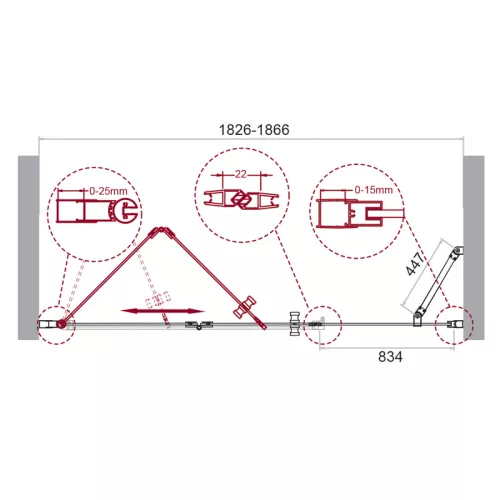 Душевая дверь BelBagno ALBANO-BS-13-90/-C-Cr, Цвет стекла: прозрачное, Цвет профиля: Хром, Выбрать размер: 185, изображение 9