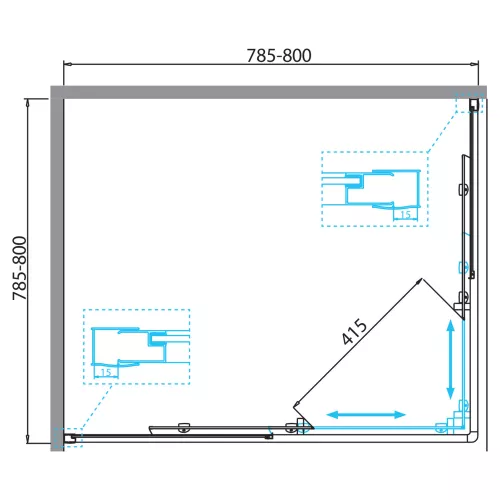 Душевой уголок BelBagno DUE-A-2-80-C-Cr, Цвет стекла: Прозрачный, Цвет профиля: Хром, Выбрать размер: 80х80, изображение 4