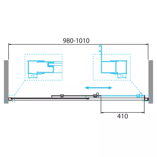 Душевая дверь BelBagno DUE-BF-1-C-Cr, Цвет стекла: Прозрачный, Цвет профиля: Хром, Выбрать размер: 100, изображение 3