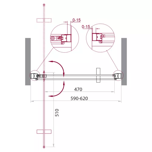 Душевая дверь BelBagno MARMI-B-1-/C-Cr, Цвет стекла: прозрачное, Цвет профиля: Хром, Выбрать размер: 60, изображение 2