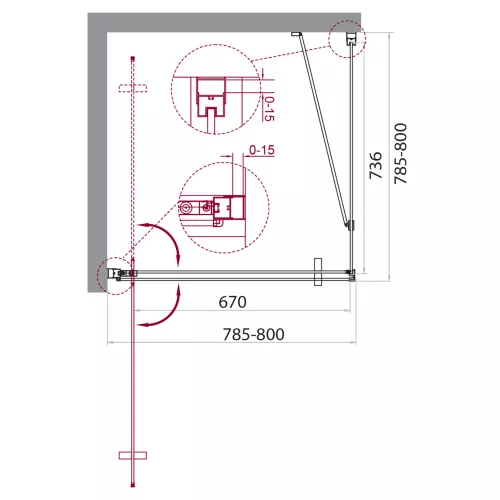 Душевой уголок BelBagno MARMI-A-1-/C-Cr, Цвет стекла: прозрачное, Цвет профиля: Хром, Выбрать размер: 80х80, изображение 2