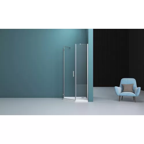 Душевой уголок BelBagno KRAFT-P-1-/C-Cr-L/R, Цвет стекла: прозрачное, Цвет профиля: Хром, Выбрать размер: 80х80, Ориентация: левый, изображение 7
