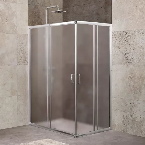 Душевой уголок BelBagno UNIQUE-AH-2-100/115-75/90-P-Cr, Цвет стекла: Матовое рифленое, Цвет профиля: Хром