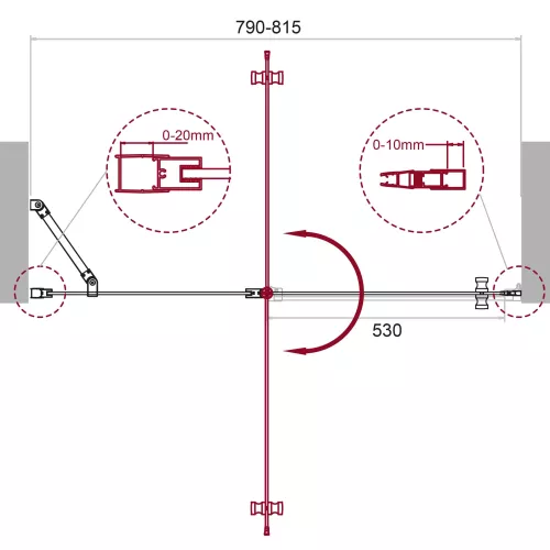 Душевая дверь BelBagno ETNA-B-12-60//-C-Cr-90, Цвет стекла: прозрачное, Цвет профиля: Хром, Выбрать размер: 80, изображение 11