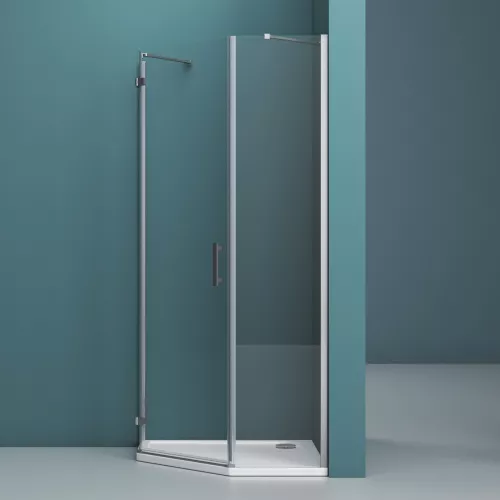 Душевой уголок BelBagno KRAFT-P-1-/C-Cr-L/R, Цвет стекла: прозрачное, Цвет профиля: Хром, Выбрать размер: 80х80, Ориентация: левый