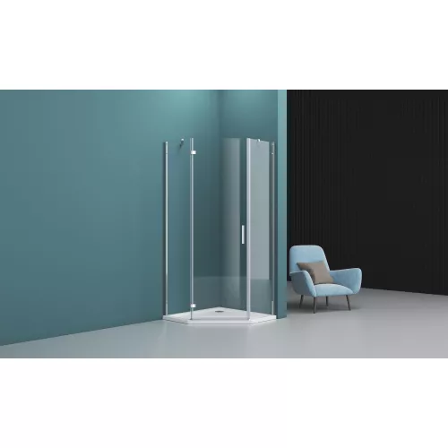 Душевой уголок BelBagno KRAFT-P-1-/C-Cr-L/R, Цвет стекла: прозрачное, Цвет профиля: Хром, Выбрать размер: 80х80, Ориентация: левый, изображение 6