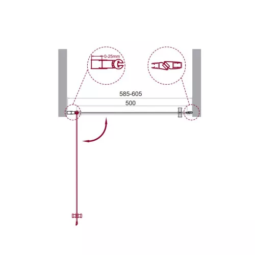Душевая дверь BelBagno ETNA-B-1-/-C-Cr, Цвет стекла: прозрачное, Цвет профиля: Хром, Выбрать размер: 60, изображение 11