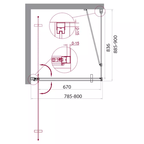 Душевой уголок BelBagno MARMI-AH-1-/C-Cr, Цвет стекла: прозрачное, Цвет профиля: Хром, Выбрать размер: 80х90, изображение 2
