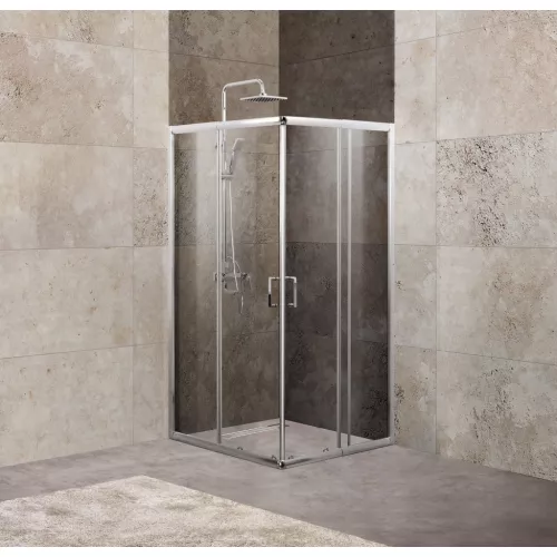 Душевой уголок BelBagno UNIQUE-A-2/-C-Cr прозрачное, Цвет стекла: прозрачное, Цвет профиля: Хром, Выбрать размер: 75х90
