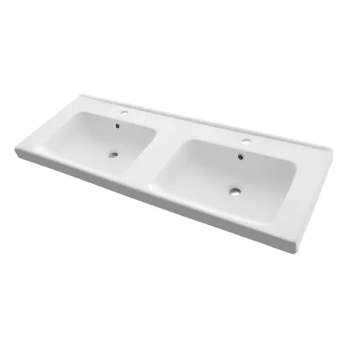 Тумба-умывальник Comforty Дуэт-125 дуб тёмно-коричневый с раковиной на две чаши Гармония 125, изображение 7