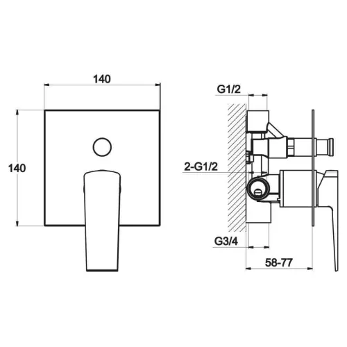 Встраиваемый смеситель BelBagno ARLIE ARL-BASM-CRM, изображение 2