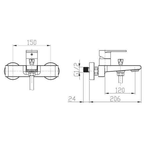 Смеситель для ванны и душа BelBagno NOVA NOV-VASM-IN, изображение 2