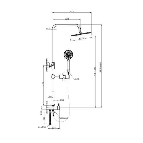 Душевая стойка BelBagno ANCONA ANCONA-DOC2FD-CRM, изображение 2