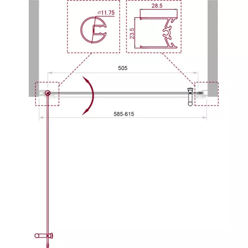 Душевая дверь BelBagno UNO-B-1-/P-Cr  матовое рифленое, Цвет стекла: Матовое рифленое, Цвет профиля: Хром, Выбрать размер: 60, изображение 5