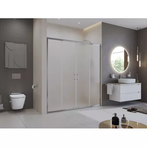 Душевая дверь BelBagno UNO-195-BF-2/P-Cr матовое рифленое, Цвет стекла: Матовое рифленое, Цвет профиля: Хром, Выбрать размер: 170, изображение 5