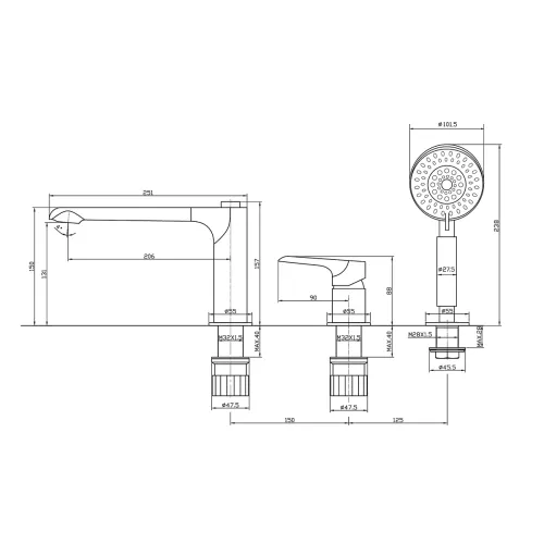Смеситель на борт ванны BelBagno ANCONA ANCONA-BVD3-CRM, изображение 2
