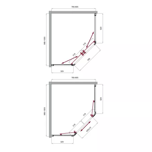 Душевой уголок BelBagno UNO-195-PH-2/-C-Cr, Цвет стекла: прозрачное, Цвет профиля: Хром, Выбрать размер: 100х80, изображение 3