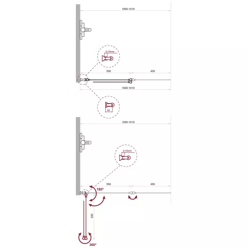 Душевая шторка на ванну BelBagno UNO-V-2-/C-Cr, Цвет стекла: прозрачное, Цвет профиля: Хром, Выбрать размер: 100, изображение 3