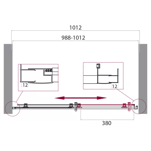Душевая дверь BelBagno UNO-195-BF-1/C-Cr, Цвет стекла: прозрачное, Цвет профиля: Хром, Выбрать размер: 100, изображение 3