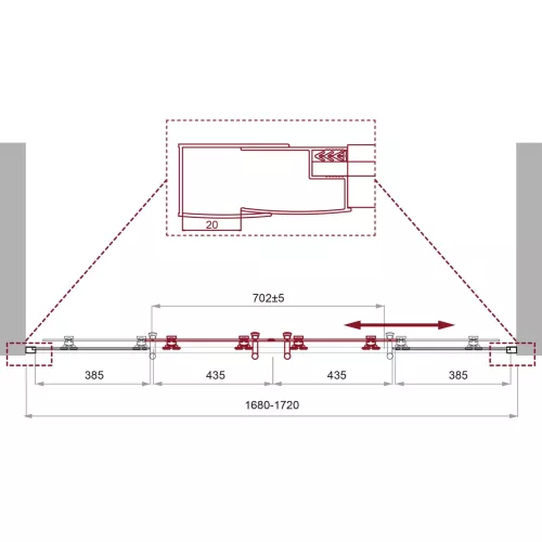 Душевая дверь BelBagno UNO-195-BF-2/P-Cr матовое рифленое, Цвет стекла: Матовое рифленое, Цвет профиля: Хром, Выбрать размер: 170, изображение 6