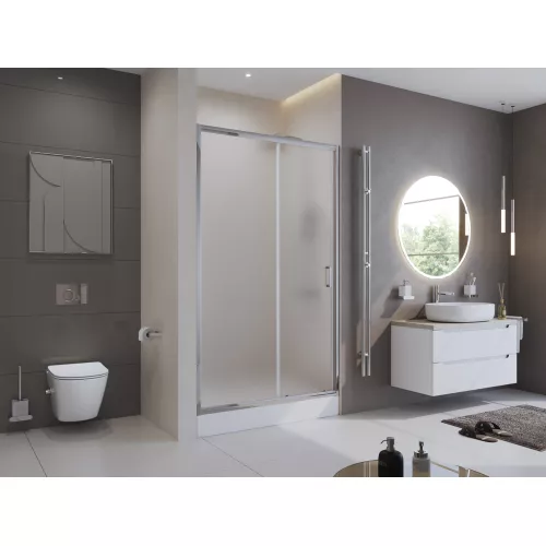 Душевая дверь BelBagno UNO-195-BF-1/P-Cr, Цвет стекла: Матовое рифленое, Цвет профиля: Хром, Выбрать размер: 100, изображение 8