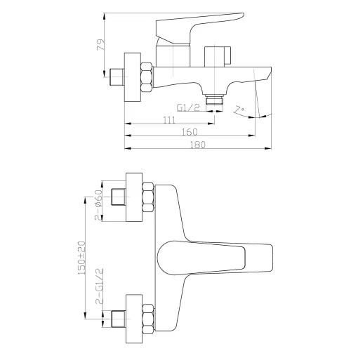 Смеситель для ванны и душа BelBagno ANCONA ANCONA-VAS-CRM, изображение 2