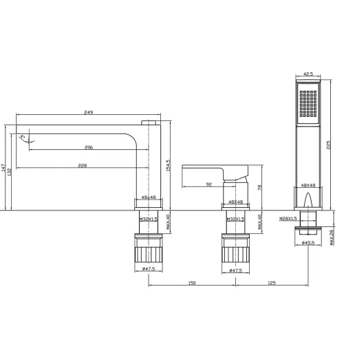 Смеситель на борт ванны BelBagno ROMANO ROM-BVD-CRM, изображение 2