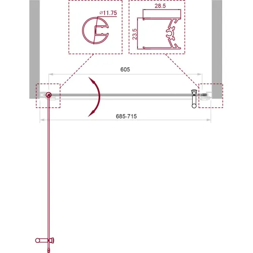Душевая дверь BelBagno UNO-B-1-/P-Cr  матовое рифленое, Цвет стекла: Матовое рифленое, Цвет профиля: Хром, Выбрать размер: 70, изображение 5